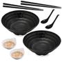 Imagem de Kit Yakisoba com 2 Tigelas 1l / 21,5 Cm + 2 Molheiras + 2 Pares de Hashi + 2 Colheres