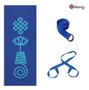 Imagem de Kit Yoga Azul Premium Unalome + Alça + Cinto De Alongamento