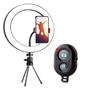 Imagem de Kit Youtber Ring Light 20cm Iluminador Led Flash Anel Makeup Tripé de Mesa + Controle Bluetooth Gravação Vídeo + Suporte