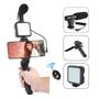 Imagem de Kit Youtube Vlog Live Tripé Celular Suporte Led Controle Mic
