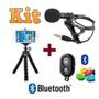 Imagem de Kit Youtuber Microfone De Lapela Para Celular + Controle Bluetooth + Tripé