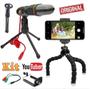 Imagem de Kit Youtuber Profissional Lapela + Microfone Condensador de Mesa Pc Celular Smartphone Iphone Android + Tripé 1,30m Luz