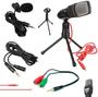 Imagem de Kit Youtuber Suporte Celular Tripé Luz Led Iluminação Ring Light Rgb Colorida + Microfone Profissional Gravação de Vídeo