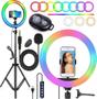 Imagem de Kit Youtuber Tripé Celular Microfone Ring Light Rgb Colorido