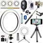 Imagem de Kit Youtuber Tripé Flexível Para Celular Iluminador Ring Light Pau de Selfie Controle Bluetooth Universal