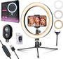 Imagem de Kit Youtuber Tripé Profissional 1,30m + Luz Iluminador Anel Led Ring Light 26cm Suporte Celular + Bluetooth Foto Vídeo