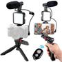 Imagem de Kit Youtuber Vlog Filmagem Gravação Tripé Celular Suporte Microfone Led Com Controle