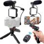 Imagem de Kit Youtuber Vlog Live Tripé Celular Suporte Led E Microfone Com controle Bluetooth Video-Making