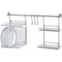 Imagem de Kitchen Set Kit 4 Duplo Escorredor Prateleira Ganchos Barra