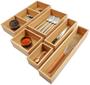 Imagem de Kootek 6-Piece Bamboo Kitchen Drawer Organizer, 8 compartimentos Bamboo Cutlery and Utensils Tray, Silverware Organizer, Ajustável Drawer Divider para Utensílios de Cozinha, Flatware, Talheres