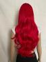Imagem de Lacewig, peruca, vermelha, ruiva, ondulada, franja, premium, lisa, 75cm