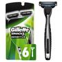 Imagem de Lâminas de barbear Gillette Mach3 descartáveis para homens, pele sensível, 6 unidades