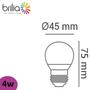 Imagem de Lâmpada Bolinha Led G45 4w Bivolt E27 Branco Quente