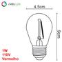 Imagem de Lâmpada Bolinha Led Vermelha 1W 127V E27 IP65 10 Und Por CX