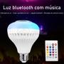 Imagem de Lâmpada LED 12w E27 RGB Colorida com Caixa de Som Bluetooth e Controle Remoto