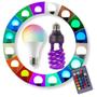 Imagem de Lâmpada LED Colorida RGB Controle Remoto 9w Com Lâmpada NEON Festas eventos