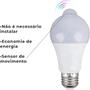 Imagem de Lâmpada Led De Presença E27 Bulbo Luz Fria Bivolt C/ Sensor De Movimento Luz Automática