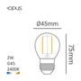 Imagem de Lâmpada Led Filamento Bolinha G45 2w Bivolt E27 2400k Quente