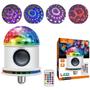 Imagem de Lâmpada LED Globo Giratória RGB Bluetooth Com Controle Remoto Colorida Festas Discoteca Dj Bivolt