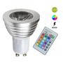 Imagem de Lampada Led Iluminação RGB 3w GU10 Luz Sollar Com Controle