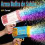 Imagem de Lançador Bolhas de Sabão Luz LED 69 Furos Arminha Bazooka - Azul