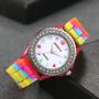 Imagem de Lancardo Rhinestone Rainbow Color Silicon Jelly Fun Play Watches for Women - Rose Red