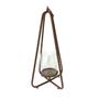 Imagem de Lanterna Decorativa Triangular Aço Corten Metal com Suporte Para Vela 48x21cm