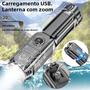Imagem de Lanterna LED Recarregável USB Portátil com Zoom - 3 Modos - Ideal para Acampamento e Emergências