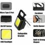 Imagem de Lanterna Tática COB chaveiro recarregável 800 lúmens 3 modos de luz Luz portátil com suporte dobrável abridor de garrafas magnética para pesca camping