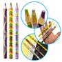 Imagem de Lapis de Cor Jumbo Kit 3 Uni Rainbow Arco Iris Multicor Tris