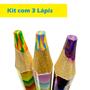 Imagem de Lapis de Cor Jumbo Kit 3 Uni Rainbow Arco Iris Multicor Tris