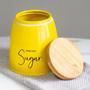 Imagem de Lata Sugar Porta Condimentos 800ml Pote para Açúcar em Aço e Bambu Sunshine Mostarda