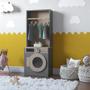 Imagem de Lavanderia Infantil Cosmo Com Cabideiro e Máquina de Lavar MDF Cinza G50 - Encantum