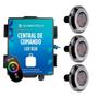 Imagem de Led Piscina - Kit 3 Tiny Led INOX RGB com Central e Controle Touch