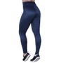 Imagem de Legging Fitness Feminina Franzido Cós Cirre Texturado Brilho e Fosco Orbis Azul marinho