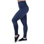 Imagem de Legging Fitness Feminina Franzido Cós Cirre Texturado Brilho e Fosco Orbis Azul marinho