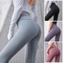 Imagem de Leggings Sem Costura Com Nervuras De Cintura Alta Feminina Com Controle De Barriga Yoga Ginásio
