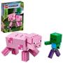 Imagem de LEGO Minecraft Pig BigFig e Baby Zombie Character 21157 Cool Buildable Play-and-Display Toy Animal Figure for Kids, New 2020 (159 Peças)
