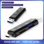 Imagem de Leitor de Cartão OTG Tipo C Multifuncional - Adaptador USB para Câmera e Pendrive