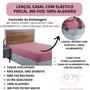 Imagem de Lençol 300 Fios Casal com Elástico Percal 100% Algodão Cama Box Toque Macio Aveludado