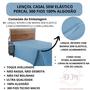 Imagem de Lençol 300 Fios Casal Sem Elástico Percal 100% Algodão Cama Box Toque Macio Aveludado
