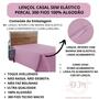 Imagem de Lençol 300 Fios Casal Sem Elástico Percal 100% Algodão Cama Box Toque Macio Aveludado