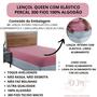 Imagem de Lençol 300 Fios Queen com Elástico Percal 100% Algodão Cama Box Toque Macio Aveludado