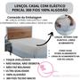 Imagem de Lençol Cama Box Casal Avulso 100% Algodão com Elástico Liso Percal 300 Fios