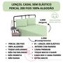 Imagem de Lençol Cama Box Casal Avulso 100% Algodão Sem Elástico Liso Percal 200 Fios