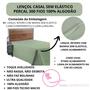 Imagem de Lençol Cama Box Casal Avulso 100% Algodão Sem Elástico Liso Percal 300 Fios