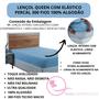 Imagem de Lençol Cama Box Queen Size Avulso 100% Algodão com Elástico Liso Percal 300 Fios