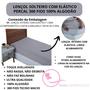 Imagem de Lençol Cama Box Solteiro Avulso 100% Algodão com Elástico Liso Percal 300 Fios