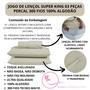 Imagem de Lençol Cama de King Size 03 peças com Elástico Percal 300 Fios 100% Algodão