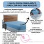 Imagem de Lençol Cama de Queen Size com Elástico Percal 300 Fios 100% Algodão Avulso